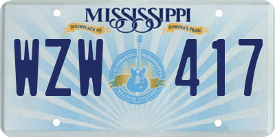 MS license plate WZW417