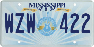 MS license plate WZW422