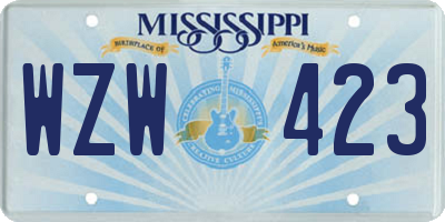MS license plate WZW423