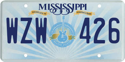 MS license plate WZW426