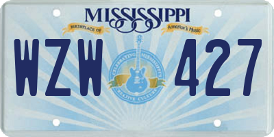 MS license plate WZW427