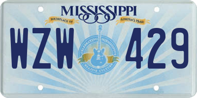 MS license plate WZW429