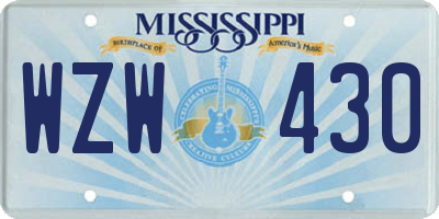 MS license plate WZW430