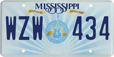 MS license plate WZW434