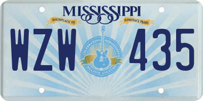 MS license plate WZW435