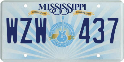 MS license plate WZW437