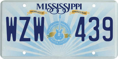 MS license plate WZW439