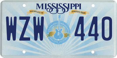 MS license plate WZW440