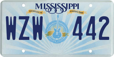 MS license plate WZW442