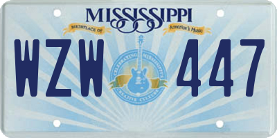 MS license plate WZW447