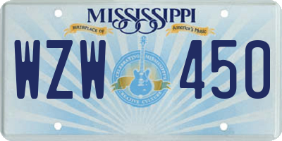 MS license plate WZW450