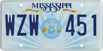 MS license plate WZW451