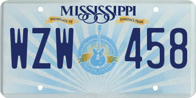 MS license plate WZW458