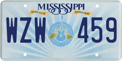 MS license plate WZW459