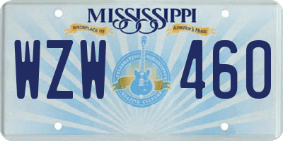 MS license plate WZW460