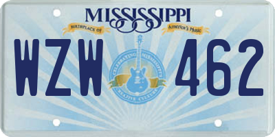 MS license plate WZW462