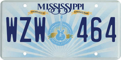 MS license plate WZW464