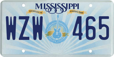 MS license plate WZW465