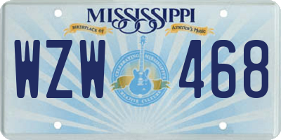 MS license plate WZW468
