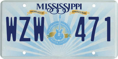 MS license plate WZW471