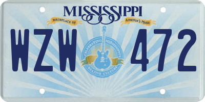 MS license plate WZW472