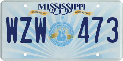 MS license plate WZW473