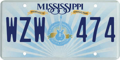 MS license plate WZW474