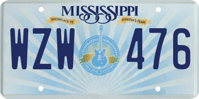 MS license plate WZW476