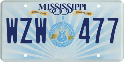 MS license plate WZW477