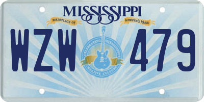 MS license plate WZW479