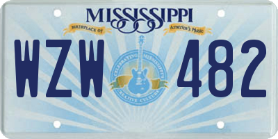 MS license plate WZW482