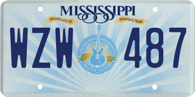 MS license plate WZW487