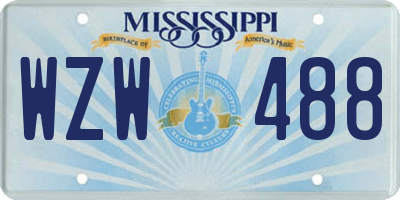 MS license plate WZW488