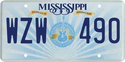 MS license plate WZW490