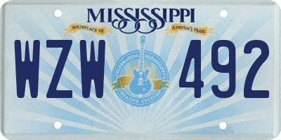 MS license plate WZW492