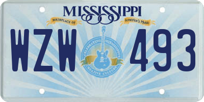 MS license plate WZW493