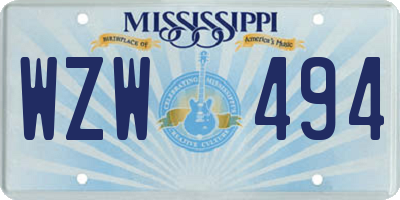 MS license plate WZW494