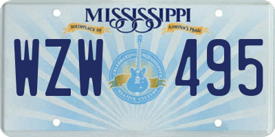 MS license plate WZW495