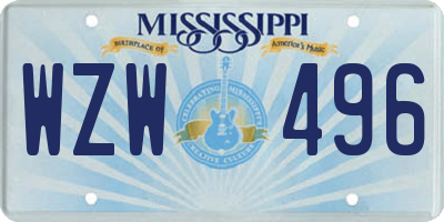 MS license plate WZW496