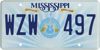 MS license plate WZW497