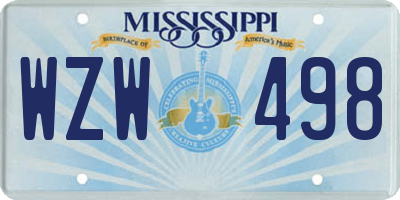 MS license plate WZW498