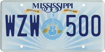 MS license plate WZW500