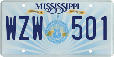 MS license plate WZW501