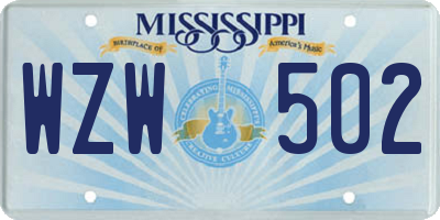 MS license plate WZW502