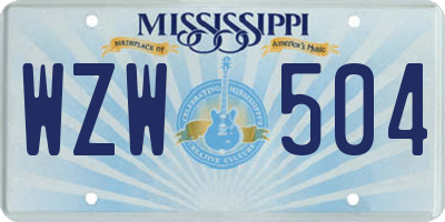 MS license plate WZW504