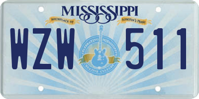 MS license plate WZW511