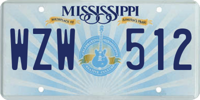 MS license plate WZW512