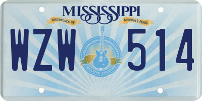MS license plate WZW514