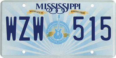 MS license plate WZW515