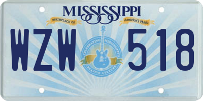 MS license plate WZW518